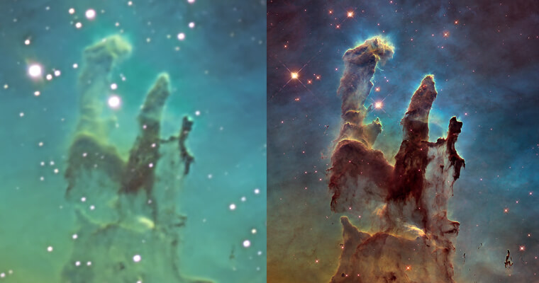 Vista del telescopio dom茅stico frente al telescopio espacial