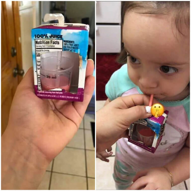 Cut A Small Window In A Juice Box To See How Much Is Left