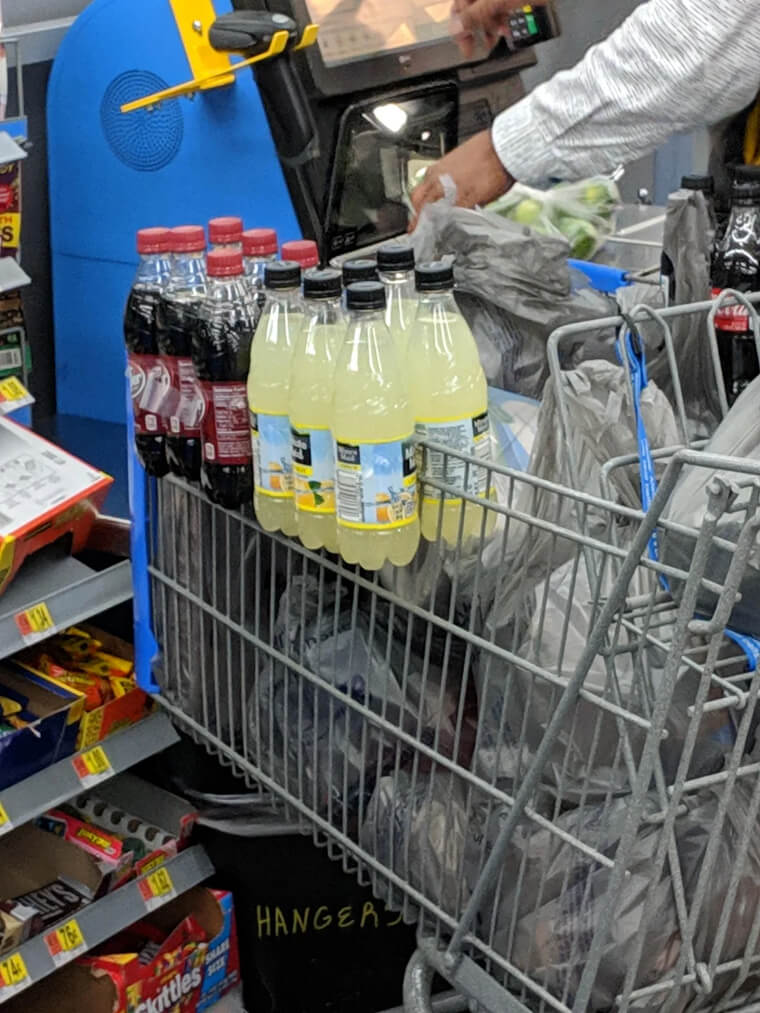 Hang Soda Packs on the Side of Your Shopping Cart