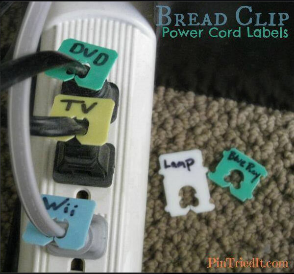 Use Bread Clips To Label Power Cords