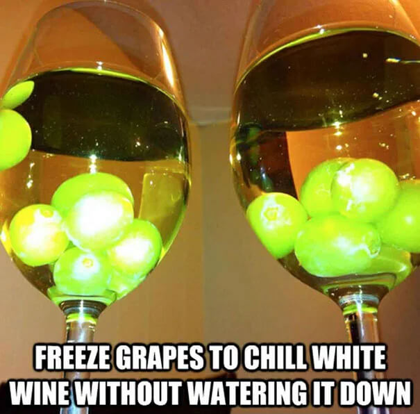Use Frozen Grapes To Chill White Wine