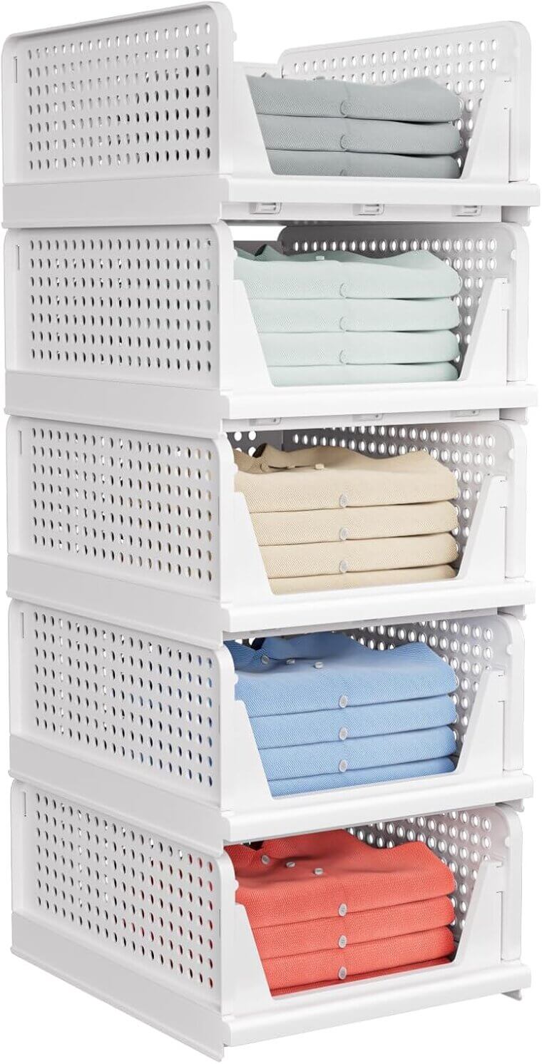 Stackable Closet Baskets - Organize & Save Space Effortlessly! - Don’t Miss the 39% Discount!