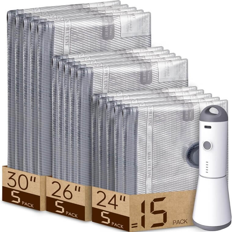 Travel Vacuum Bags with Rechargeable Pump - Compact Your Clothes 