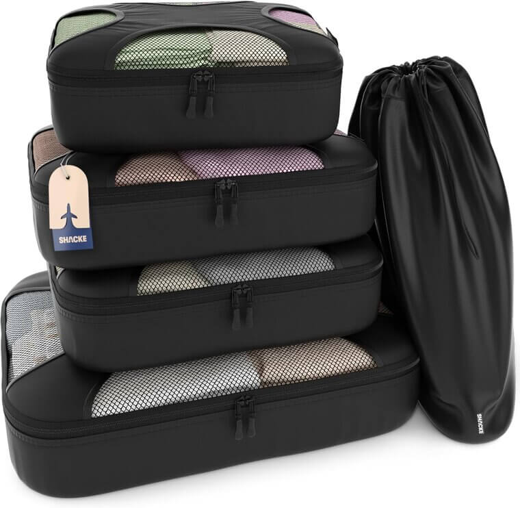 Shacke Packing Cubes - Lightweight Travel Organizers with Laundry Bag 