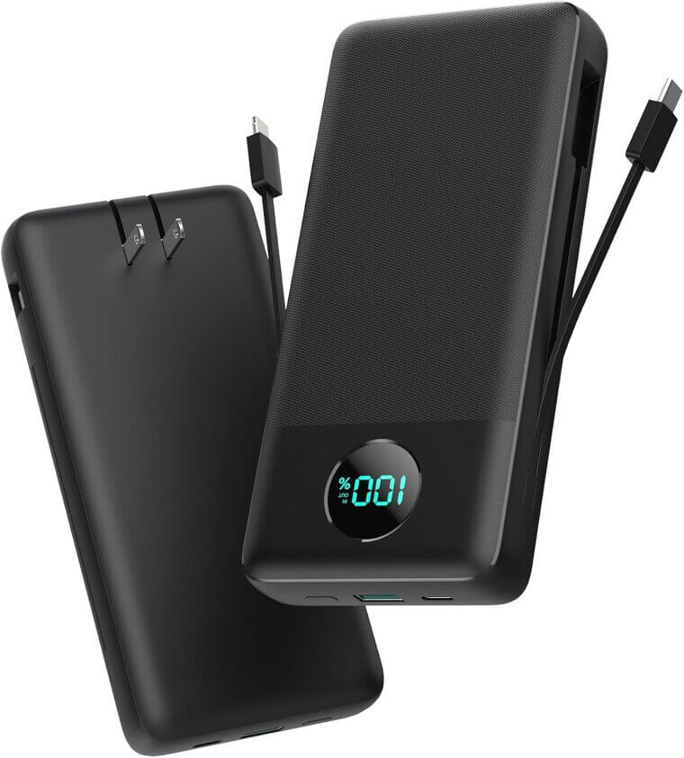 Portable Charger 33800mAh with Fast Charging & Built-in Cables - Enjoy 5% Off!