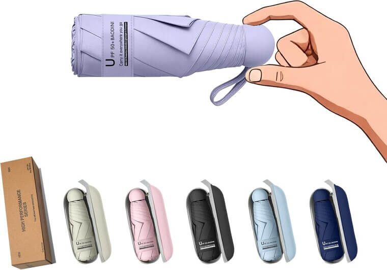 BAODINI Mini Umbrella - Compact, Stylish Sun Protection for Travel - Now 7% Off!