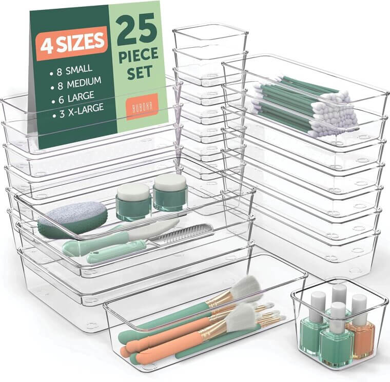 Clear Drawer Organizers Set - Keep Your Space Tidy - Now 25% Off!