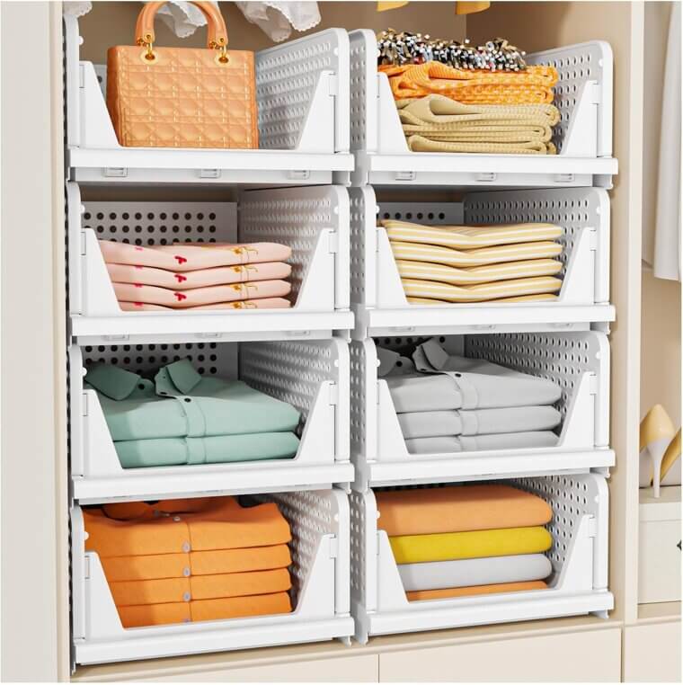 Stackable Closet Basket: Organize Your Space Effortlessly! - Now 40% Off!