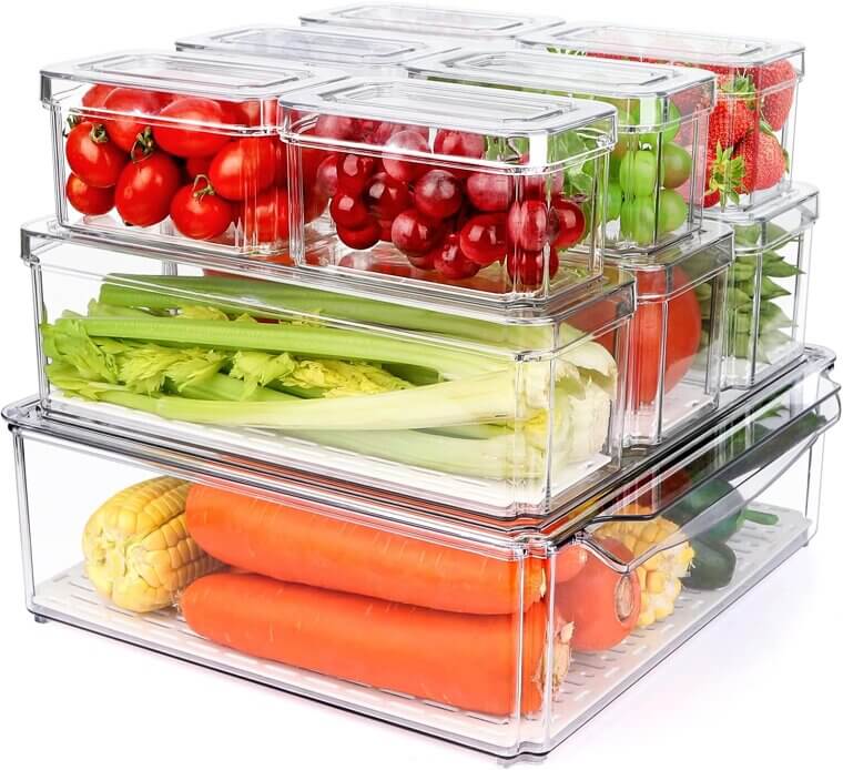 Fridge Organizer Bins - Stackable, Clear Storage for Freshness! - Don’t Miss the 11% Discount!