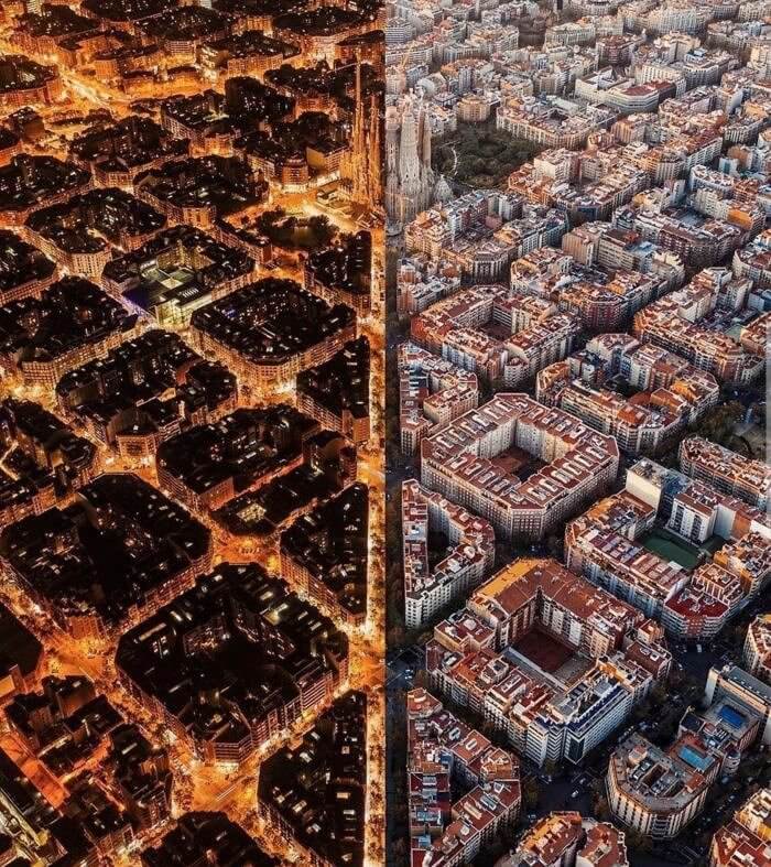 昼のバルセロナ vs 夜のバルセロナ