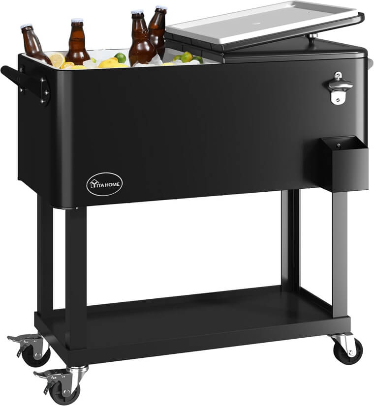 A Rolling Patio Cooler That Keeps the Drinks Flowing Without You Making Trips to the Indoor Fridge. Holds Over 70 Cans or 50 Bottles!