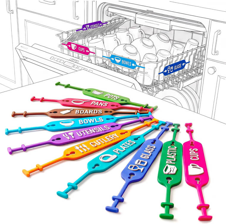 A Clever Ten-Pack of Dishwasher Placement Labels, So the Entire Family Can Finally Load the Dishwasher Right and Not Just You.