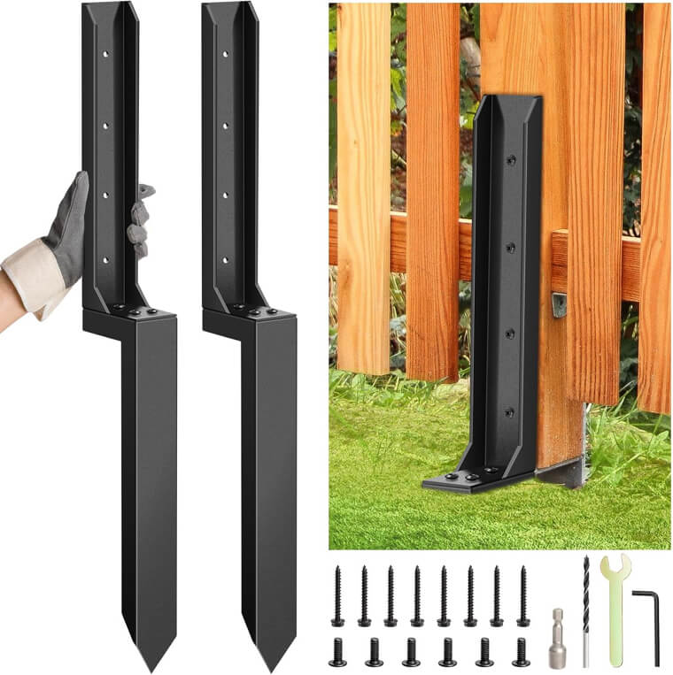 A Heavy-Duty Fence Post Repair Kit to Easily Rescue a Leaning, Wobbly Wooden Fence Without the Nightmare of Digging up Concrete.