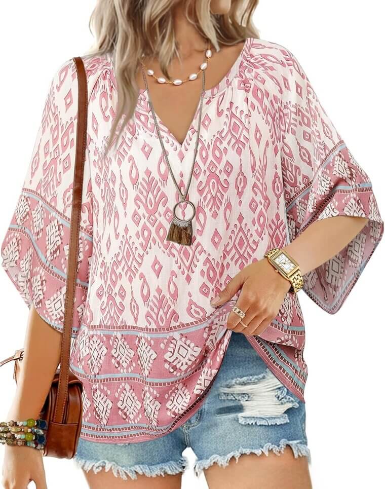 Boho V-Neck Blouse - Chic, Versatile Style for Any Occasion 
