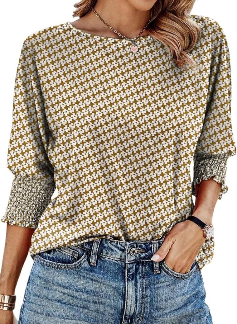 Dokotoo Women's Fashion Tops - Versatile 3/4 Sleeve Crewneck! - 16% Off!