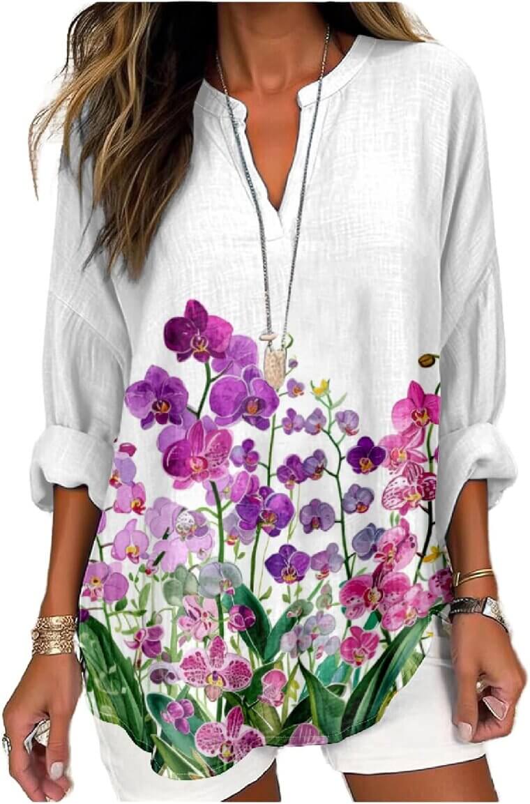 MARSVOVO V Neck Blouse - Stylish Prints for Every Occasion 