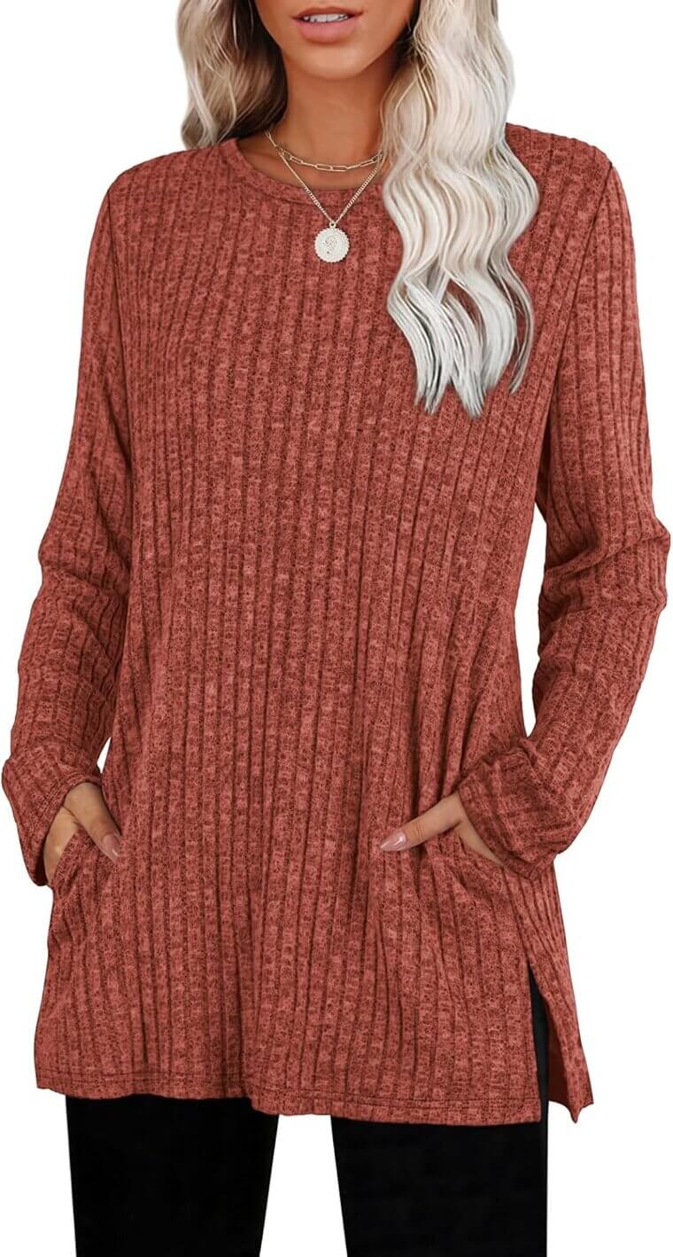 SAMPEEL Women's Sweaters - Cozy Crewneck, Pockets, Perfect Fall Fashion - Now 50% Off!