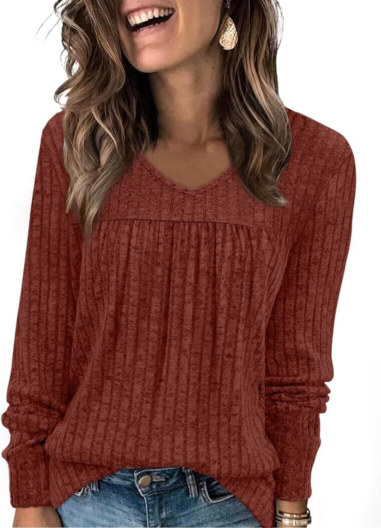 WIHOLL V Neck Tunic Tops - Perfect Fall Fashion - Now 50% Off!
