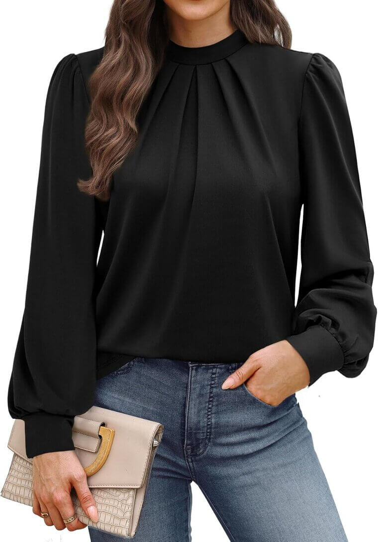 WIHOLL Mock Neck Blouse - Stylish Comfort for Every Occasion 
