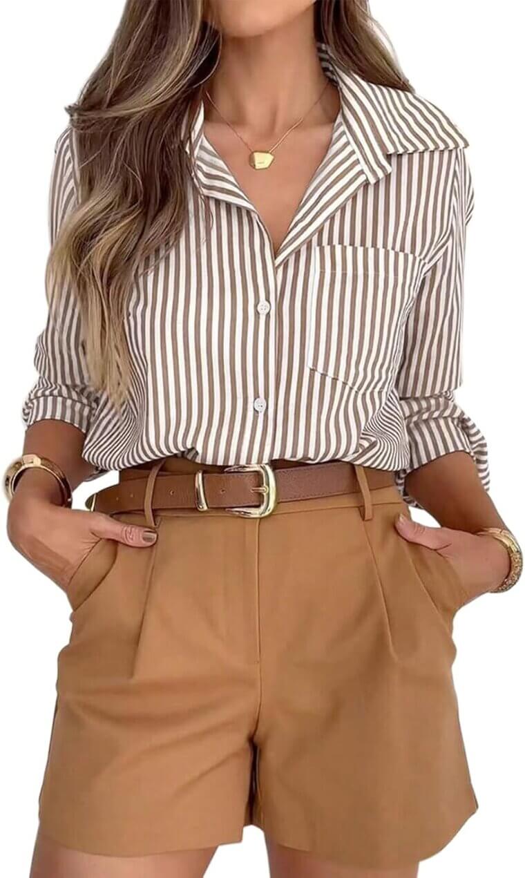Siliteelon Striped Shirt - Perfect Fall Wardrobe Staple! - Now 13% Off!