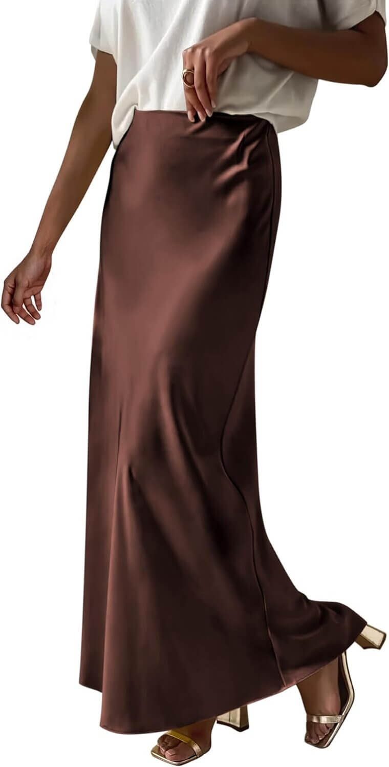 Prinbara Satin Maxi Skirt - Perfect for Elegant Fall Events - Don’t Miss the 24% Discount!