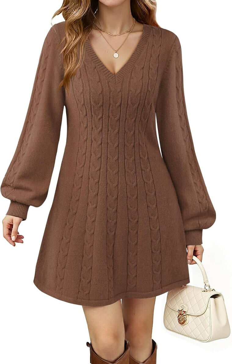 VAFOLY Babydoll Sweater Dress - Cozy Elegance for Fall - Don’t Miss the 13% Discount!