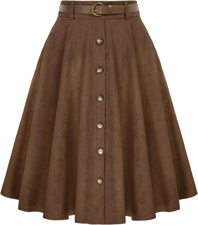 Belle Poque Corduroy Skirt - Vintage Style & Pockets 