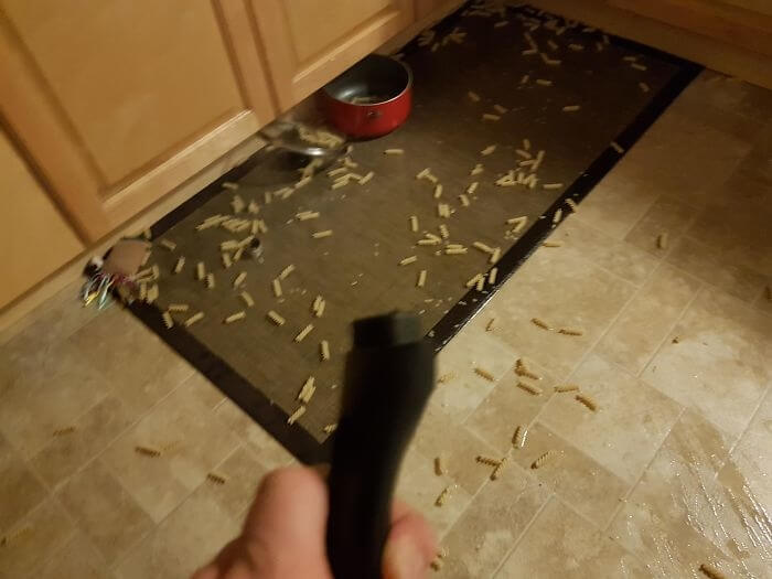 After Making A Second Round Of Pasta Because The First One Spilled, The Handle Fell Off The Pot