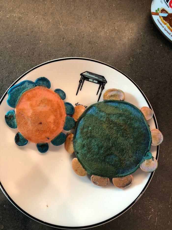 He Tried Making Flower Pancakes, But They Turned Out Like Corona Germs