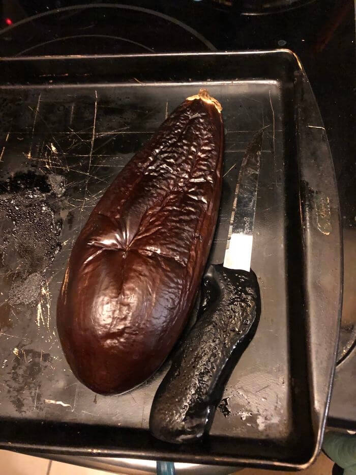 Baked Eggplant With A Side Of Melted Knife