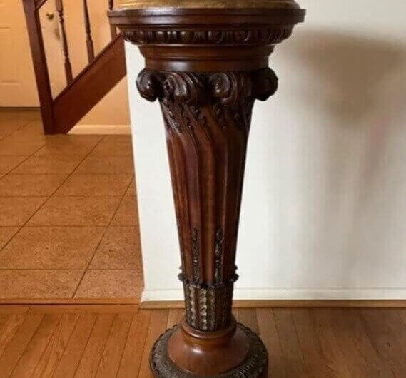Antique Wooden Pedestals with Ornate Carvings