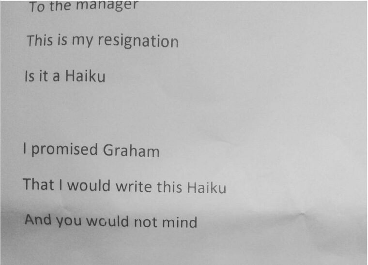 Haiku Resignation: An Artistic Exit