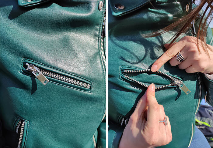 Ela originalmente comprou a jaqueta pelos bolsos