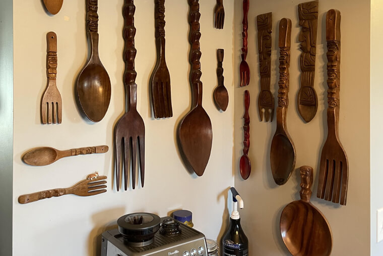 Giant Wooden Fork & Spoon in the Kitchen