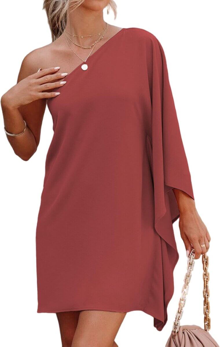 Women's Batwing One Shoulder Dress - Perfect for Parties and Clubs 