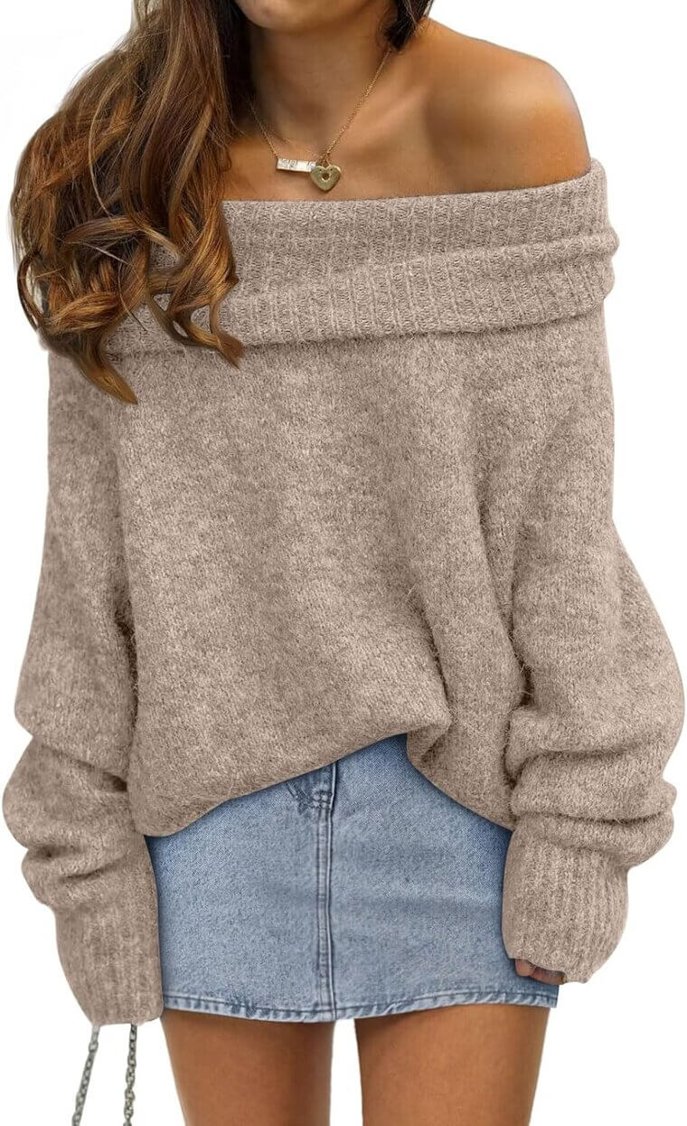 LILLUSORY Off Shoulder Sweater - Cozy & Stylish for Every Occasion! - Enjoy 70% Off!