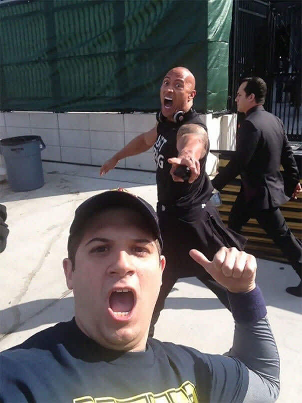 This Man Is In Utter Shock From The Rock's Photobomb