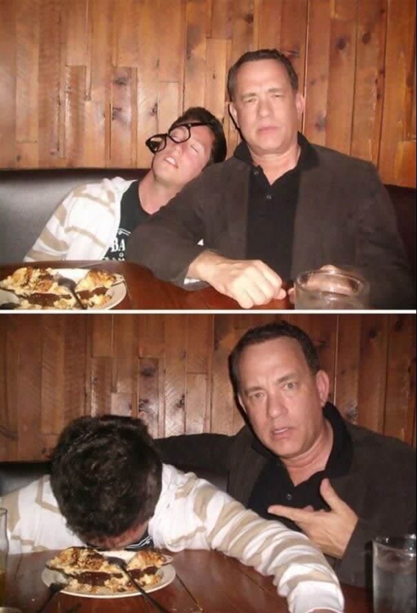 Tom Hanks Takes Photos With Drunk Fans