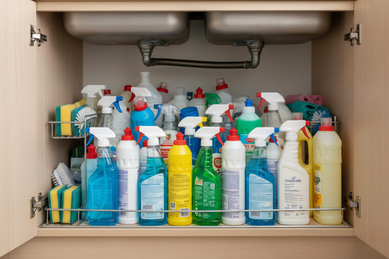 Cleaning Supplies Under Every Sink