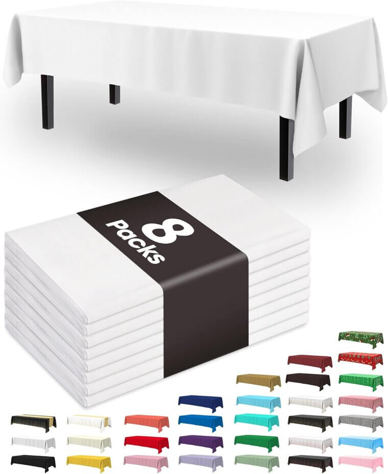 Pureegg Plastic Tablecloth 8 Pack - Durable and Leakproof - Now 20% Off!