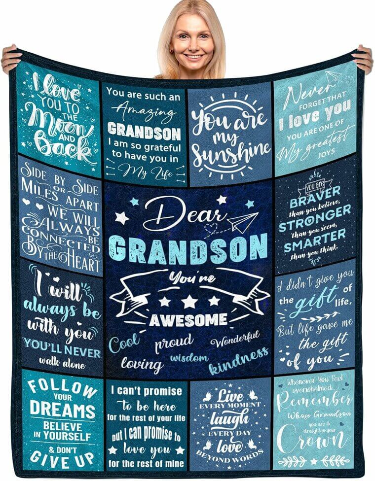 Grandson Flannel Blanket - Cozy Gift for Birthdays & Christmas