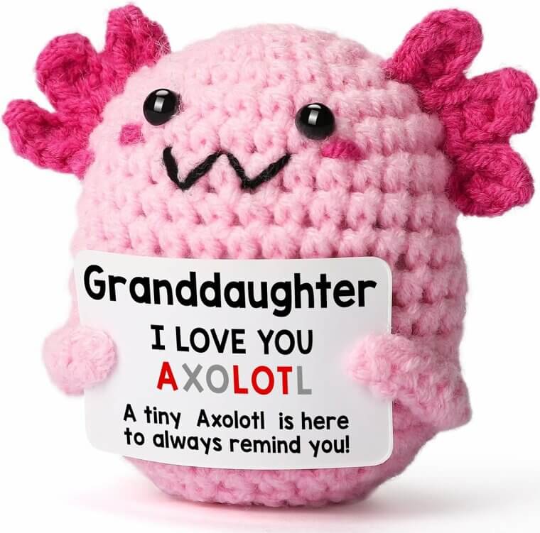 Crochet Axolotl Gift for Granddaughter - Perfect for Birthdays & Holidays