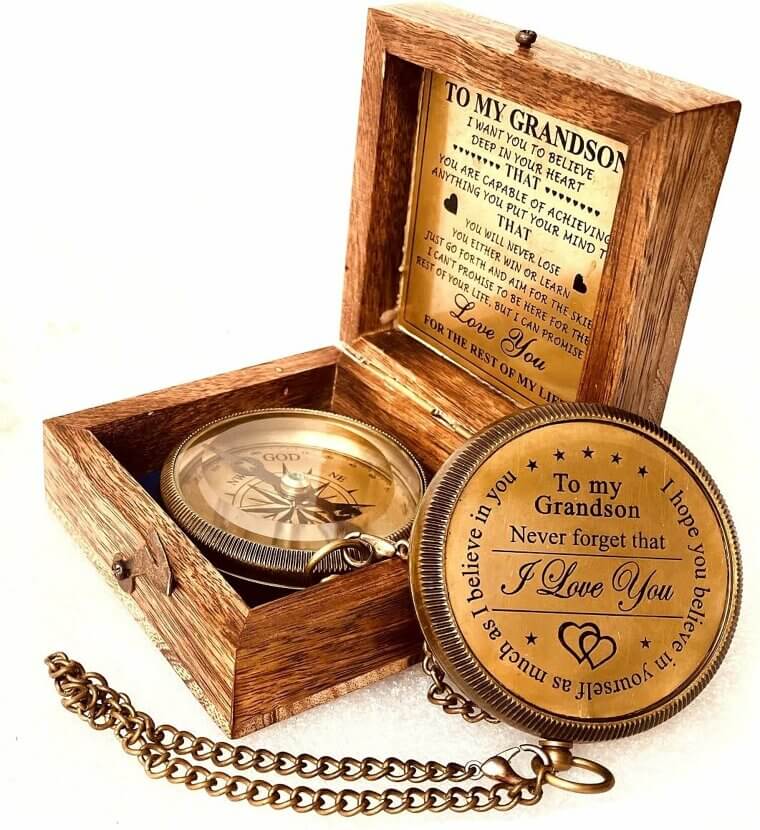 Grandson Brass Compass - Perfect Gift for Special Occasions