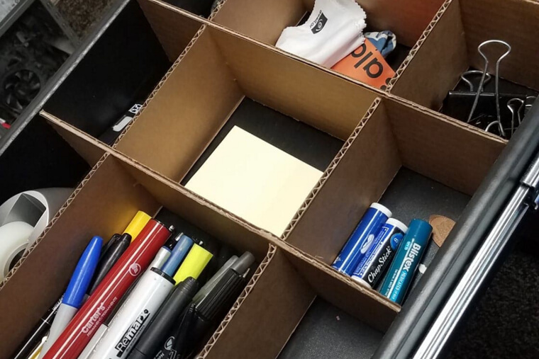 Repurposed Cereal Boxes as Drawer Dividers