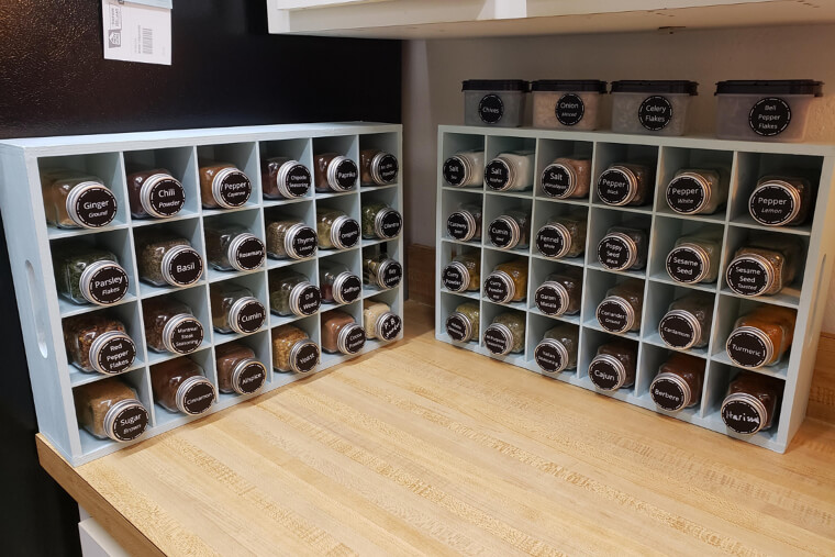 Repurposed Spice Racks for Small Parts