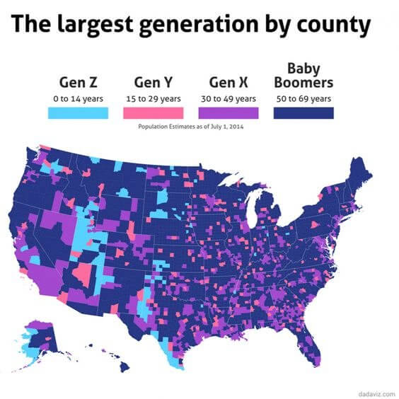 Largest Generation Per US County