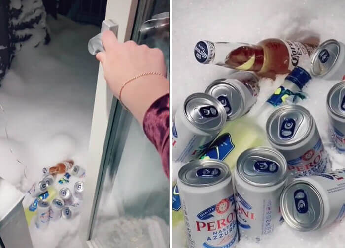 Swedish People Utilize The Snow As A Drink Cooler