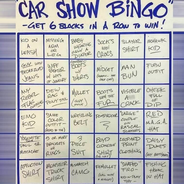Car Show Bingo