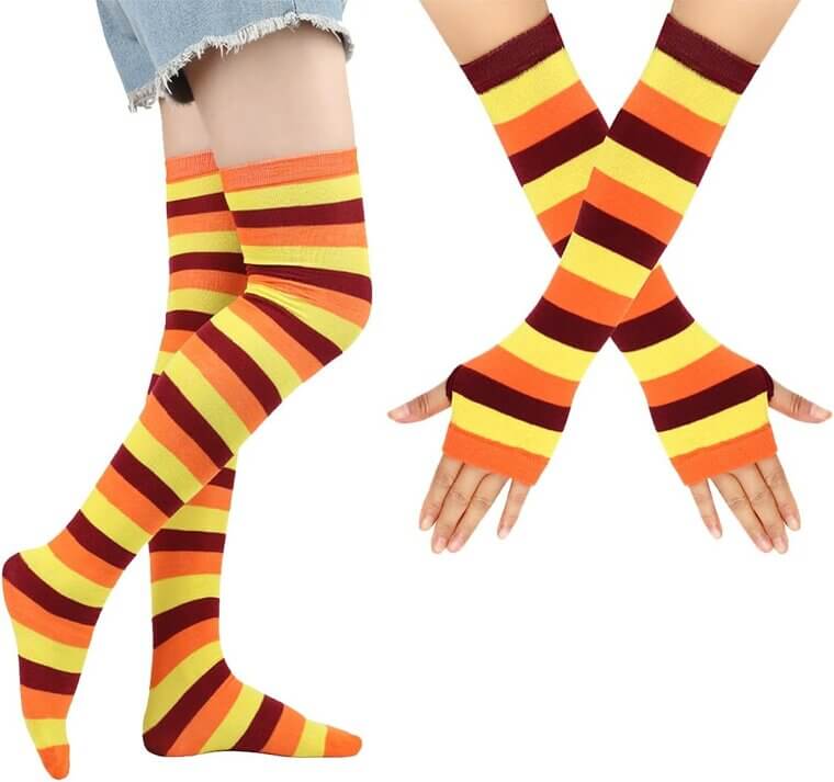 Cosplay Rainbow Socks & Gloves - Perfect for Fun Dress-Up! - 29% Off!