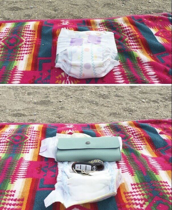 Put Your Valuables In A Diaper When You Go To The Beach